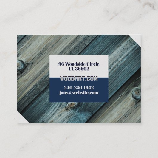 Blau und grau eleganter Carpenter Woodworker Visitenkarte (Rückseite)