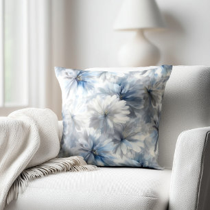 Blau und Grau floral Kissen