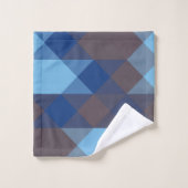 Blau und Grau geometrisch Badhandtuch Set (Waschlappen)