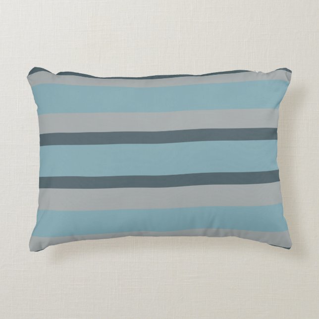 Blau und Grau gestreift Dekokissen (Vorderseite)