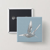 Blau und Grau Hummingbird Button (Vorne & Hinten)