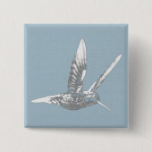 Blau und Grau Hummingbird Button (Vorderseite)