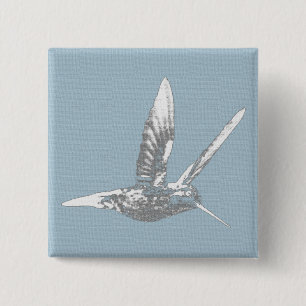 Blau und Grau Hummingbird Button
