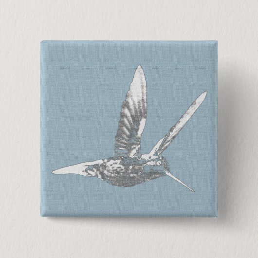 Blau und Grau Hummingbird Button (Vorderseite)