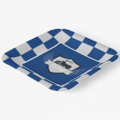 Blau und grau, kariert und Motorrad Pappteller (Gewinkelt)