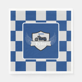 Blau und grau, kariert und Motorrad Serviette