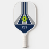 Blau und Grau | Modernes Monogramm Pickleball Schläger (Vorderseite)