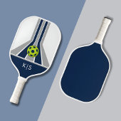Blau und Grau | Modernes Monogramm Pickleball Schläger