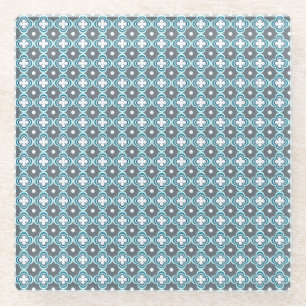 Blau und Grau Muster Glasuntersetzer