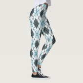 Blau und Grau Raute Print Leggings (Rechts)