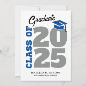 Blau und Grau Retro Abschluss Ankündigung (Vorderseite)