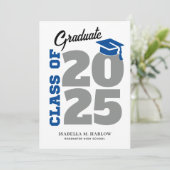 Blau und Grau Retro Abschluss Ankündigung (Stehend Vorderseite)