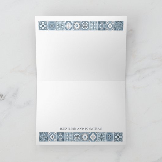 BLAU UND GRAU SPANISCHE TILES DANKEN KARTE (Innenseite)