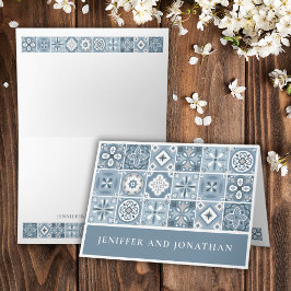 BLAU UND GRAU SPANISCHE TILES DANKEN KARTE