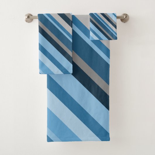 Blau und Grau Stripes Tuch-Set Badhandtuch Set (Insitu)