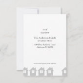 Blau und Grau Wir ziehen ins Flying House Einladung (Rückseite)