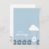 Blau und Grau Wir ziehen ins Flying House Einladung (Vorne/Hinten)