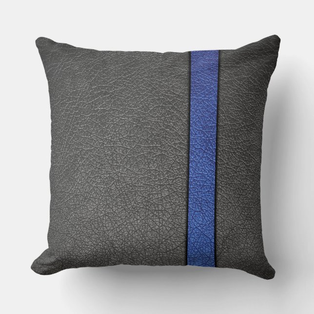 Blau und Grauleder Kissen (Vorderseite)