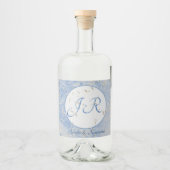 Blau- und Graumarmorierung mit Monogramm Alkoholflaschenetikett (Vorderseite)