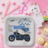 Blau- und Graupapierplatte für Motorräder Pappteller (Party)