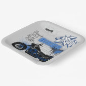 Blau- und Graupapierplatte für Motorräder Pappteller (Gewinkelt)