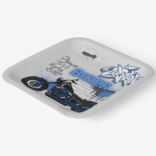 Blau- und Graupapierplatte für Motorräder Pappteller (Gewinkelt)