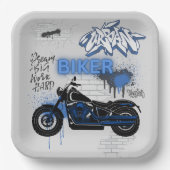 Blau- und Graupapierplatte für Motorräder Pappteller (Vorderseite)