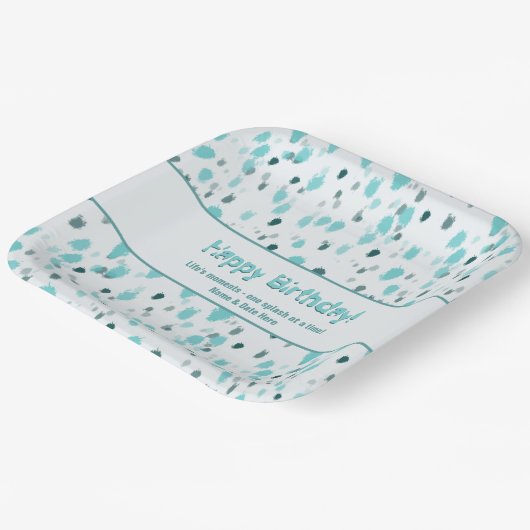 Blau- und Grautöne, Abstrakte Malpaint Splash Pappteller (Gewinkelt)