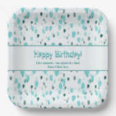 Blau- und Grautöne, Abstrakte Malpaint Splash Pappteller (Vorderseite)