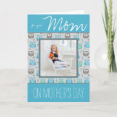 Blau-und Grauwürfel mit Foto Muttertag Karte (Vorderseite)