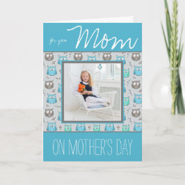 Blau-und Grauwürfel mit Foto Muttertag Karte