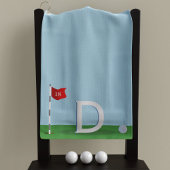 Blau und Grün 18. Loch Golfer Monogram Golfhandtuch