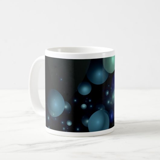Blau und Grün 3 Dimensionsblase Abstrakt Kaffeetasse (Vorderseite Links)