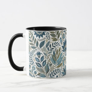 Blau und Grün Blätter Blumendesign Kaffeemaschine Tasse