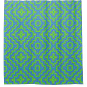 Blau und grün farbiges Boho-Muster Duschvorhang (Vorderseite)