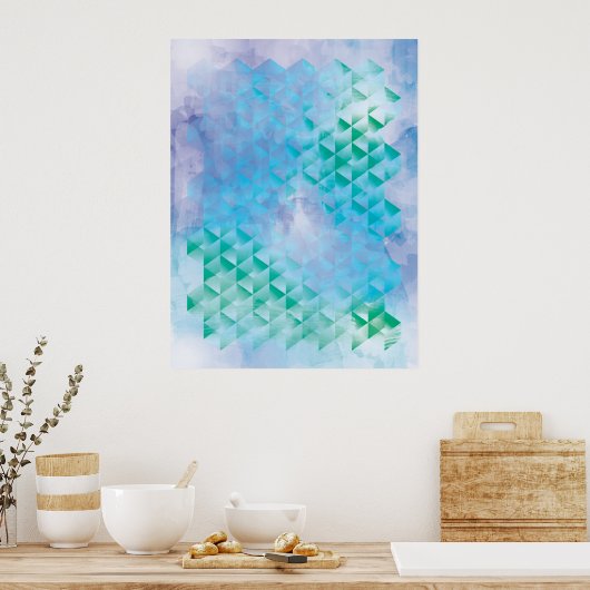 Blau und grün geometrisch poster (Küche)