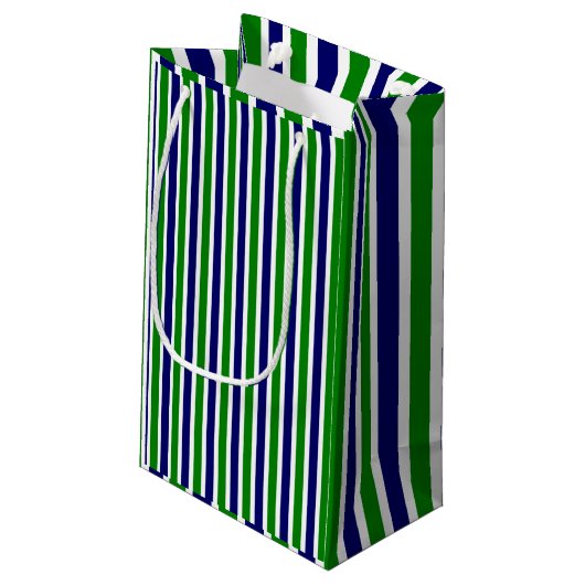 blau und grün gestreift kleine geschenktüte (Rückseite Schrägansicht)
