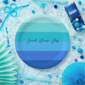 Blau und grün gestreift pappteller (Party)