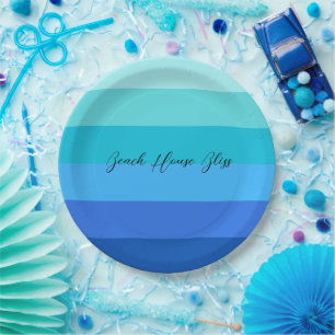 Blau und grün gestreift pappteller