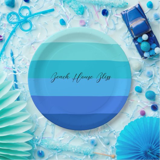 Blau und grün gestreift pappteller (Party)