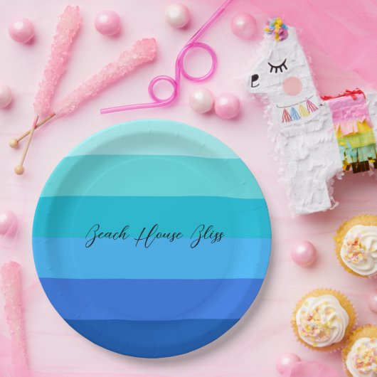 Blau und grün gestreift pappteller (Party)