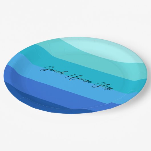 Blau und grün gestreift pappteller (Schrägansicht)