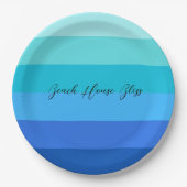 Blau und grün gestreift pappteller (Vorderseite)