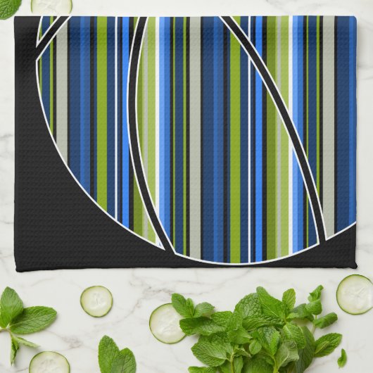 Blau und grün gestreifte Basketball-Design auf sch Küchentuch (Gefaltet)