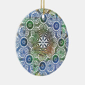 Blau und Grün Mandala Keramik Ornament (Rechts)