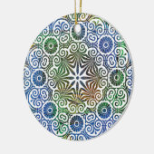 Blau und Grün Mandala Keramik Ornament (Links)