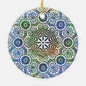 Blau und Grün Mandala Keramik Ornament (Hinten)