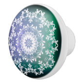 Blau und Grün Mandala Keramikknauf (Rechts)