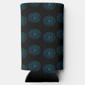 Blau und grün Mandala Muster schwarz Selters Dosenkühler (Rückseite)