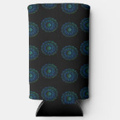 Blau und grün Mandala Muster schwarz Selters Dosenkühler (Vorderseite)